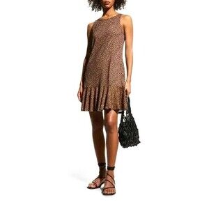 NWT TOMMY BAHAMA Women's L Black Leopard Print Sun Cat Spa Dress